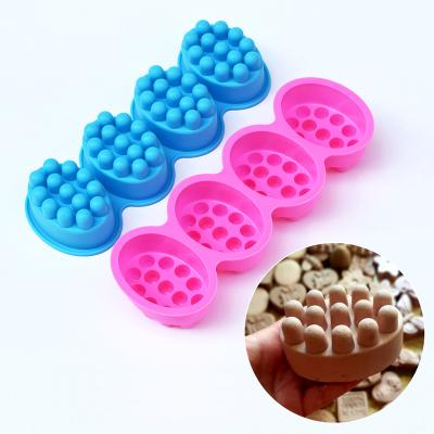 China 4 Compartment Massage Bar Soap Making Tool Disposable Silicone Soap Mold with Single-hole Molds for sale