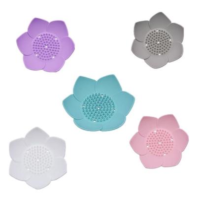 China Flower Shape Disposable Skid Resistance Silicone Soap Dish Safe Soap Holders for sale