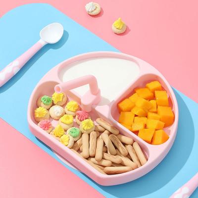 China Sustainable BPA Free Kids Silicone Baby With Dish Set Suction for sale