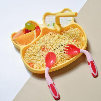 China Sustainable BPA Silicone Crab Baby Bib Spoon And Dish Suction Free Feeding Set for sale