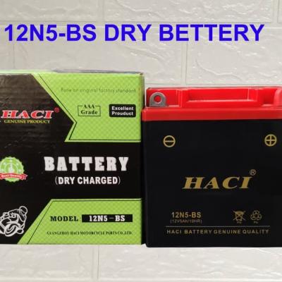 China Motorcycle Lead Acid 12N5 Battery A Grade Nut & Bolt Terminal Type for sale