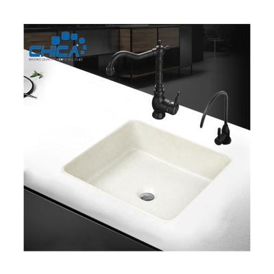 China Without Faucet 420*400*140mm Customize High Quality Compound Quartz Bathroom Granite Wash Sinks for sale