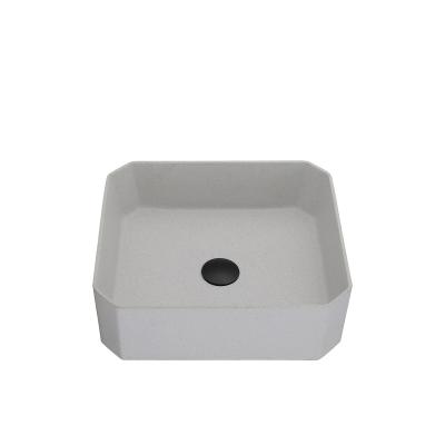 China Without Faucet Granite Sink Mall Bathroom Quartz Stone Compound Single Bowl White Wash Sink for sale