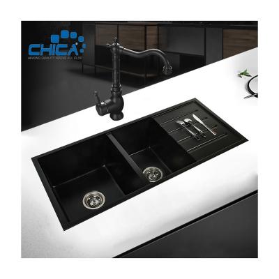 China Without Faucet CS1100450 High Quality Under Mount Granite Quartz Kitchen Sink Granite Stone Kitchen Sink for sale