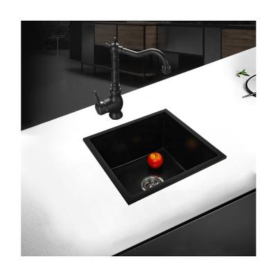 China Without Top-mount Customized Single Faucet House Granite Sinks Black Granite Stone Color Quartz Composite House Sink for sale