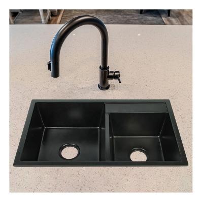 China Without Kitchen Sink Compound Granite Home Artificial Stone Quartz Sink Basin Faucet Kitchen Bowl Double for sale