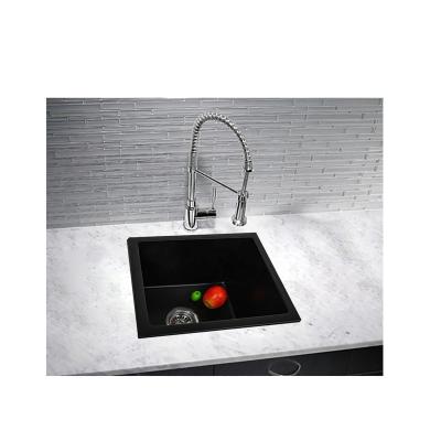 China Without Faucet Single Bowl Customized Granite Sink Matt Black Color Top-mount Under-mount Granite Quartz Compound Sinks for sale