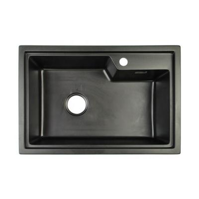 China Without Faucet CB6846 Best Material Resin Kitchen Sinks Compound Black Single Quartz Bowl Kitchen Sink for sale