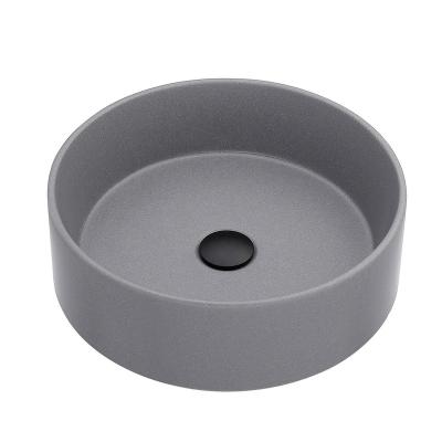 China Without Faucet Round Shape Customized Black Granite Quartz Basin Stone Composite Single Bowl Sink Kitchen Sink for sale