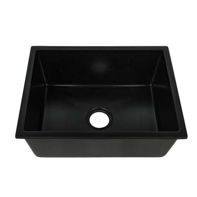 China High Quality Customized Compound Single Bowl Hotel Faucet Black Color Granite Top-mount House Quartz Sink Without Color for sale