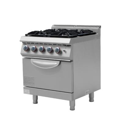 China Hotel Commercial 900 Series Stainless Steel Gas Fired 4 Burner Range With Oven For Restaurant And Hotel for sale