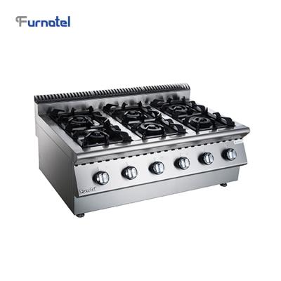 China Commercial Hotel Restaurant Stainless Steel 6 Burner Gas Range for sale