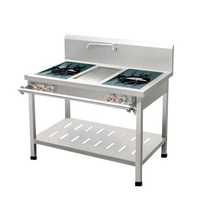 China Stainless steel in stock | Two Burner Open Gas Stove With Undershelf And Liner Faucet FCGBR-1006A for sale