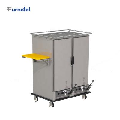 China 201 Stainless Steel New Arrivals Food Holding Cabinet Hot Warmer Double Door Food Cart for sale