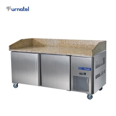 China Single-Temperature Kitchen Equipment Fridge Freezer Marble Top Pizza Prep Table for sale