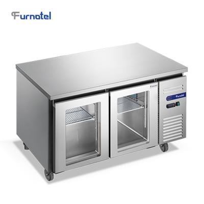 China Single-Temperature Furnotel 2 Doors Fancooling Undercounter Glass Fridge Freezer for sale