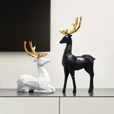 China Art Decor Nordic Geometric Resin Jewelry Elk Animal Model Crafts Modern Home Decoration for sale