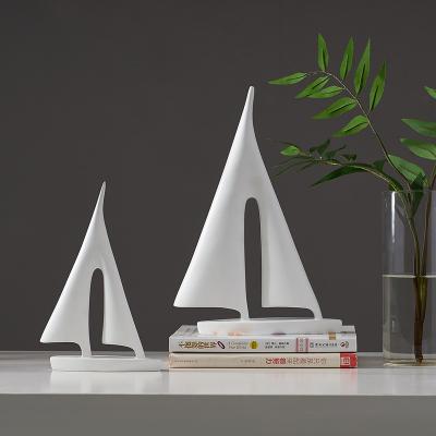 China Transitional Nordic Minimalist Open White Sailboat Statue Birthday Gift Model Home Decoration for sale