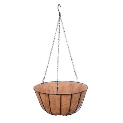 China 100% Natural Metal Hanging Planter Basket with Cocos Coir Coating Around Wire Plant Holder with Chain for sale