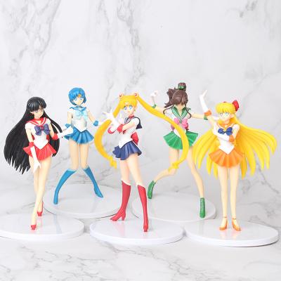 China Cartoon Toy 18CM Anime Sailor Moon Tsukino Usagi PVC Action Figure Collector Figure Toys (5pcs/set) for sale