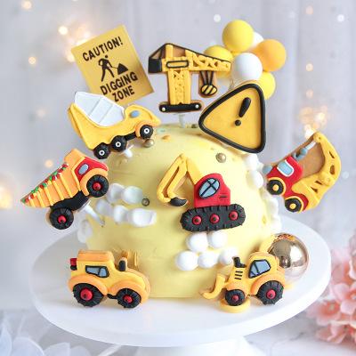 China Cake Decorating Engineering Vehicle Excavator Cake Topper And Decorating Models Birthday Party Supplies Toys For Kids Gift for sale