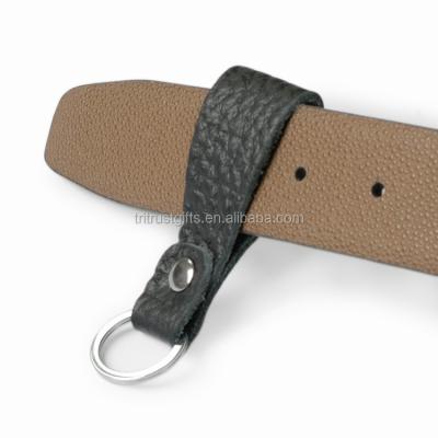 China Promotional Gifts/Business Gifts Stainless And Fabric Leather Belt Luxury Key Ring Chrome Key Chain Charms for sale