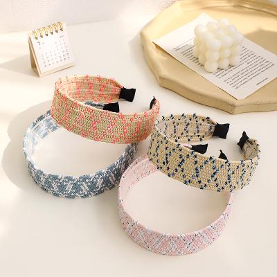 China CLARMER Fabric Fashion New Women Hair Accessories Summer Raffia Handmade Headband Knot Headband for sale