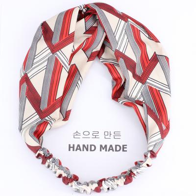 China Fashion New Arrival Cloth Flower Printed Elastic Headbands Women Cross Knot Hairband Face Wash Headband for sale