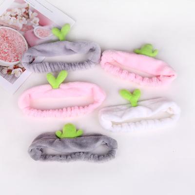 China Small soft fashion grass bean sprouts and cute coral fleece wash face and makeup wide headband for sale