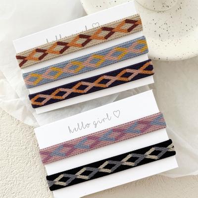 China Fashion Korean Women Wholesale Colorful Geometric Pattern Vintage Hair Accessories Elastic Hair Band Hair Ties for sale