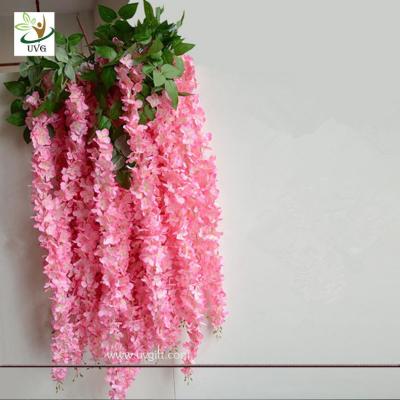 China UVG Latest wedding decoration fabric artificial flower making with pink wisteria vine for sale