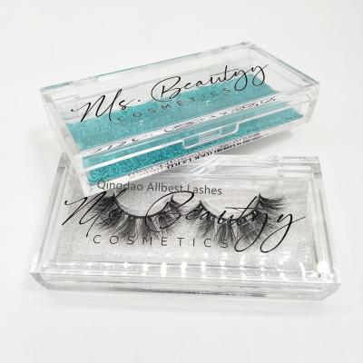 China Others Custom Empty Transparent Clear LOGO Eyelash Storage Case Acrylic Lashbox Packaging for sale