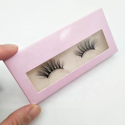 China Long Corner Natural Mink Half Lashes Real 3D Mink Eyelashes From Factory Wholesale Price With Pink Paper Box for sale