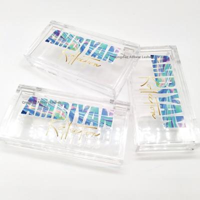 China Natural Long Eyelash Packaging Box Private Label Own Logo Lashes Packaging Acrylic Clear Eyelash Box for sale