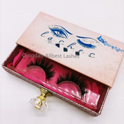 China Long New Natural Slider Eyelash Box Crystal Knob Private Label Drawer Packaging Custom Own Logo Whips Packaging for sale