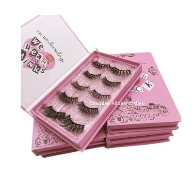 China Private Label 3d Natural Long False Eyelash Mink Wholesale Lashes Book Strip Lashes 5 Pairs Lashes Book for sale