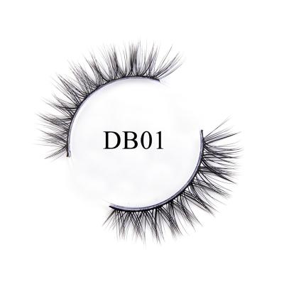 China Long Label DB01 Custom Handmade Natural Lashes Crisscross 3D Mink Fur Strip Eye Lashes Synthetic Hair Eyelashes for sale