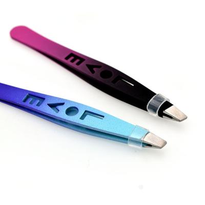 China 2022 New Arrival Stainless Steel Love Eyebrow Tool Eyelash Makeup Tweezers With Gradual Color for sale