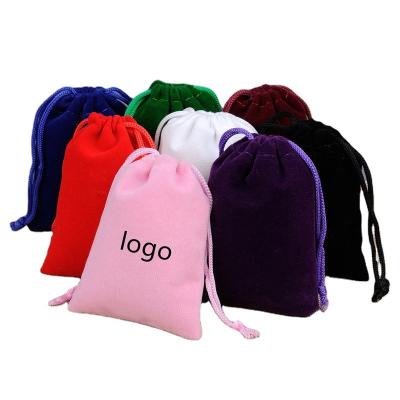 China Wholesale Recyclable High Quality Custom Jewelry Pouch Velvet Pouch Gift Bags Black Red White Drawstring Handbags Velvet for sale