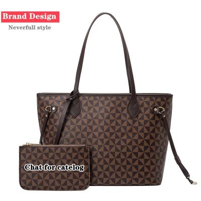 China Famous Designer Handbags Brands Neverfull Women Shoulder Bags Fashion Leather Totes Designer Purse And Handbags Brown Plaid Bag for sale