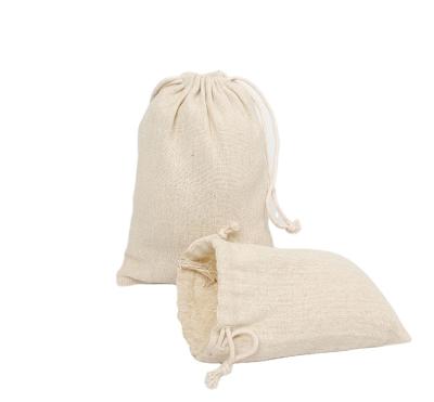 China Recyclable Custom 100% Organic Cotton Sack Muslin Calico Canvas Twine Sack Cotton Small Drawstring Bags for sale