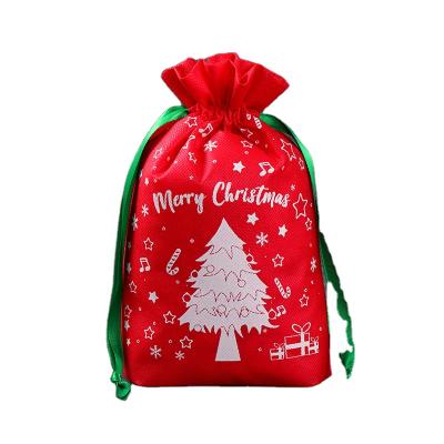 China Cheap Beautiful Eco - Friendly Durable Handled Recycle Drawstring Non Woven Christmas Bags Large For Gifts Packing for sale