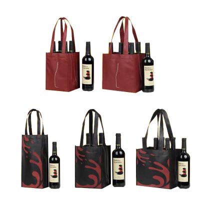 China Wholesale Custom Reusable Nonwoven Handled Eco 4 Bottle 6 Bottle Wine Tote Shopping Bag for sale