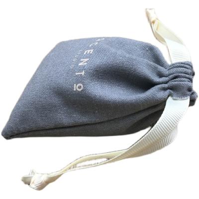 China High Grade Recyclable Customized Blue Logo Cotton Canvas Jewelry Storage Dust Bag for sale