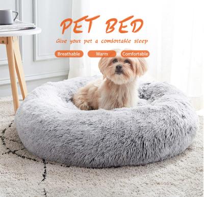 China Breathable Pet House Supplies Custom Comfortable Round Shape Small Cat Big Dog Puppy Bed Sofa Warming Deluxe Dog House Cat Bed for sale