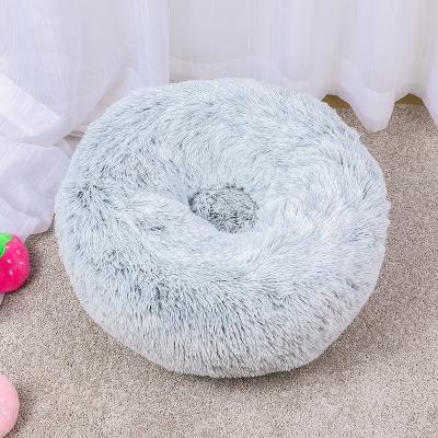 China Low Price Breathable Wholesale Pink Luxury Donut Maker Plush Dog Pet Cat Bed Waterloo Round Mascota for sale