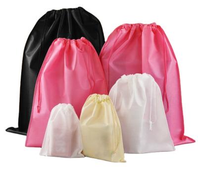 China 25*30(9.8*11.8inch) Low Moq Pink Logo Fashionable Custom Drawstring Packaging Nonwoven Shopping Gift Bag for sale