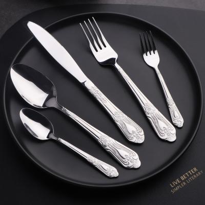 China High Qualified Goods Viable 5 Pieces Restaurant Flatware Hotel Wedding Stainless Steel Flatware Set Fork Knife Spoon For Restaurant for sale