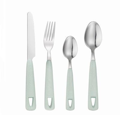 China Dishwasher Safe Homefavor 24Piece Wheat Straw Flatware Plastic Knife Fork Spoon Cutlery Set With Hanging for sale