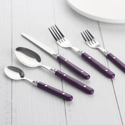 China Cheap And Easy To Use Cheap And Easy To Use Flatware Amazon Stainless Steel Flatware PP Handle 5pcs Western Plastic Cutlery Set Viable for sale